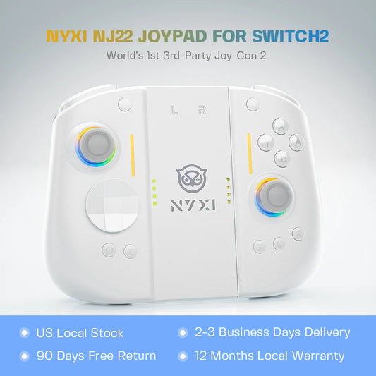 NYXI Hyperion 3 Joypad for Switch 2, Magnetic Modular, Hall Effect No Drift, Mechanical Switches, 9-Axis Gyro - White