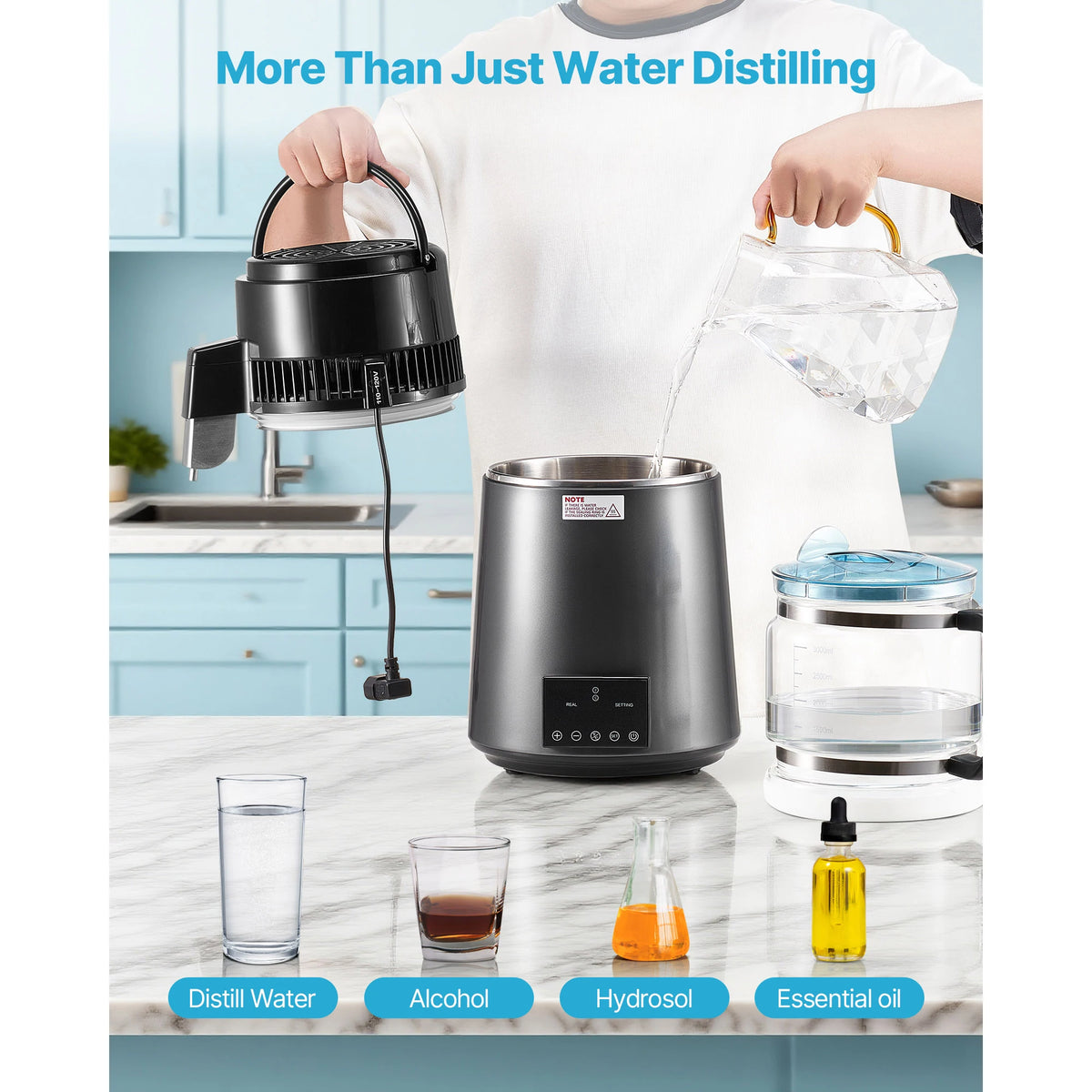 SucceBuy Stainless Steel Water Distiller for Pure Drinking Water