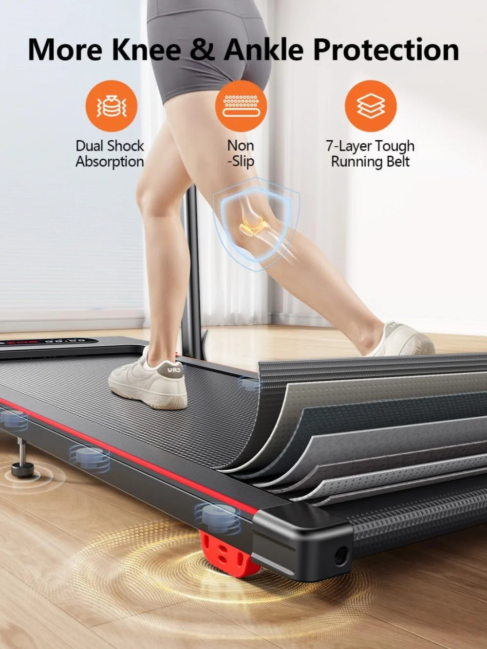 Silent Compact Walking Pad Treadmill For Home With Bracket