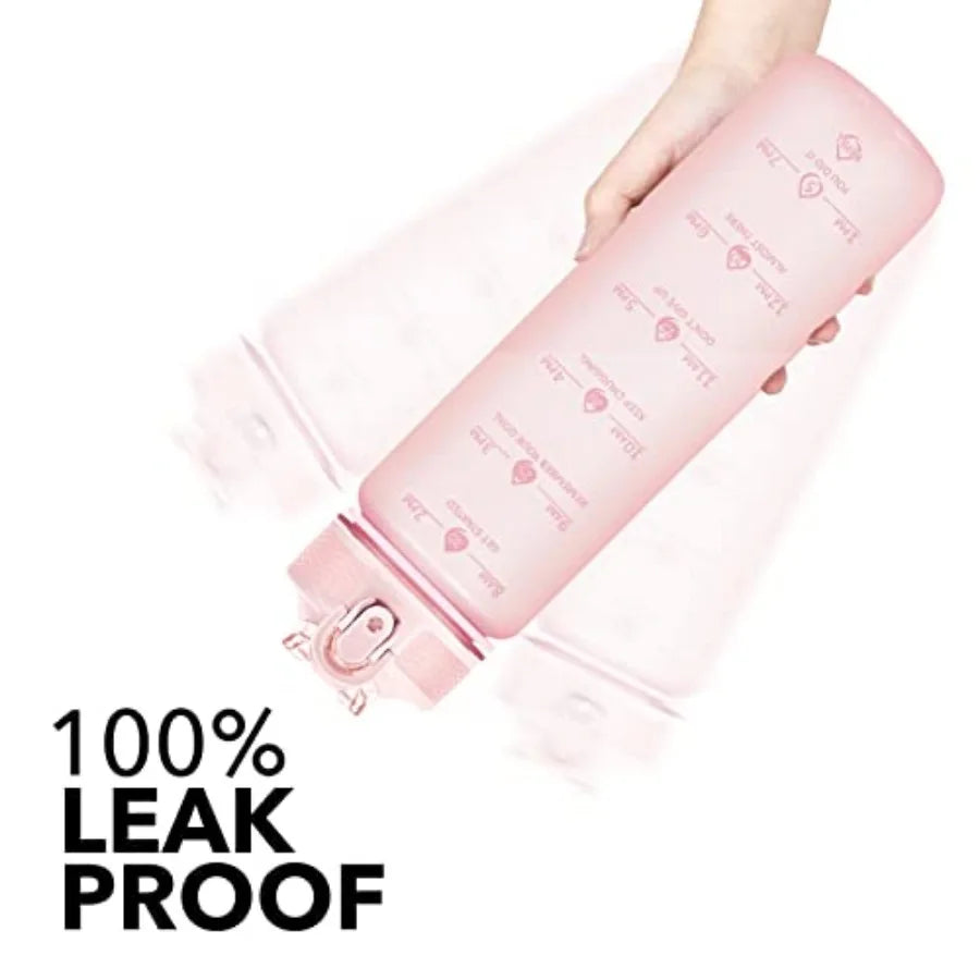 Copolyester Water Bottle With Straw And Hydration Time Markings