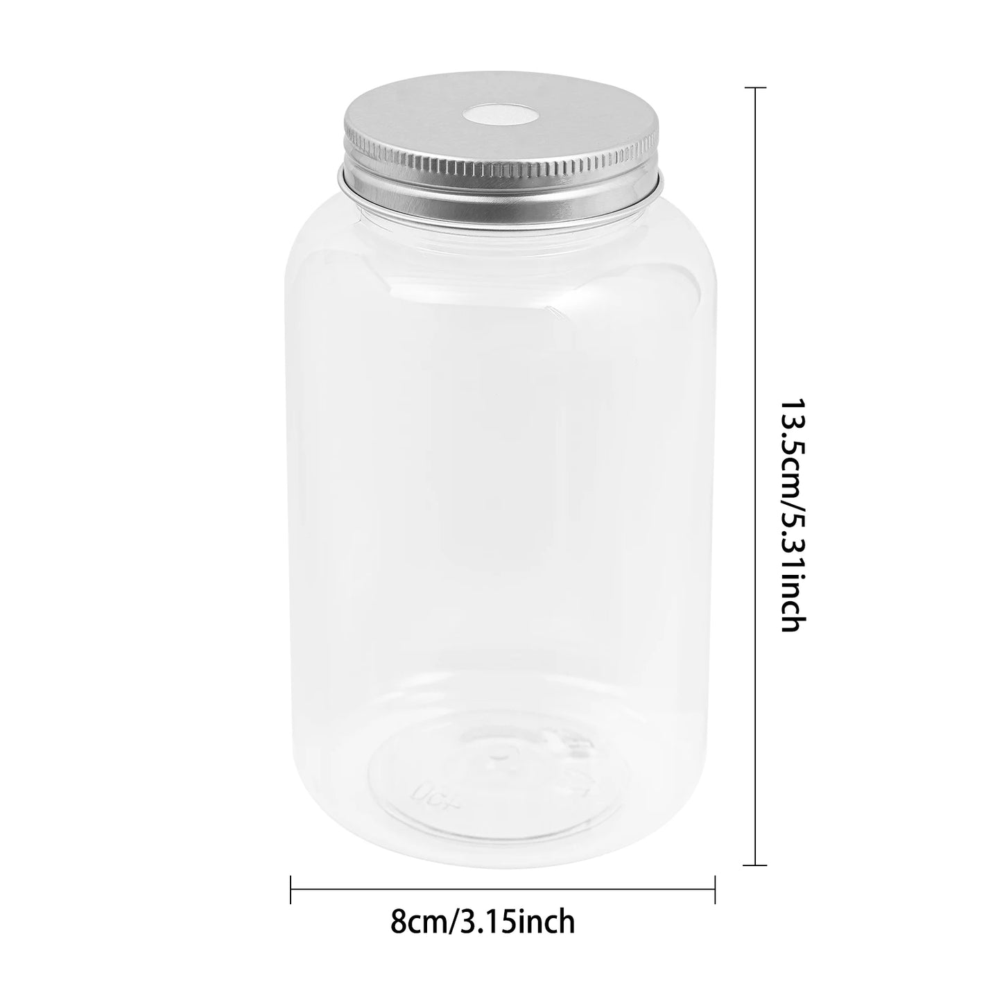 Clear Milk Tea Bottles With Straw Hole Reusable PET Jars