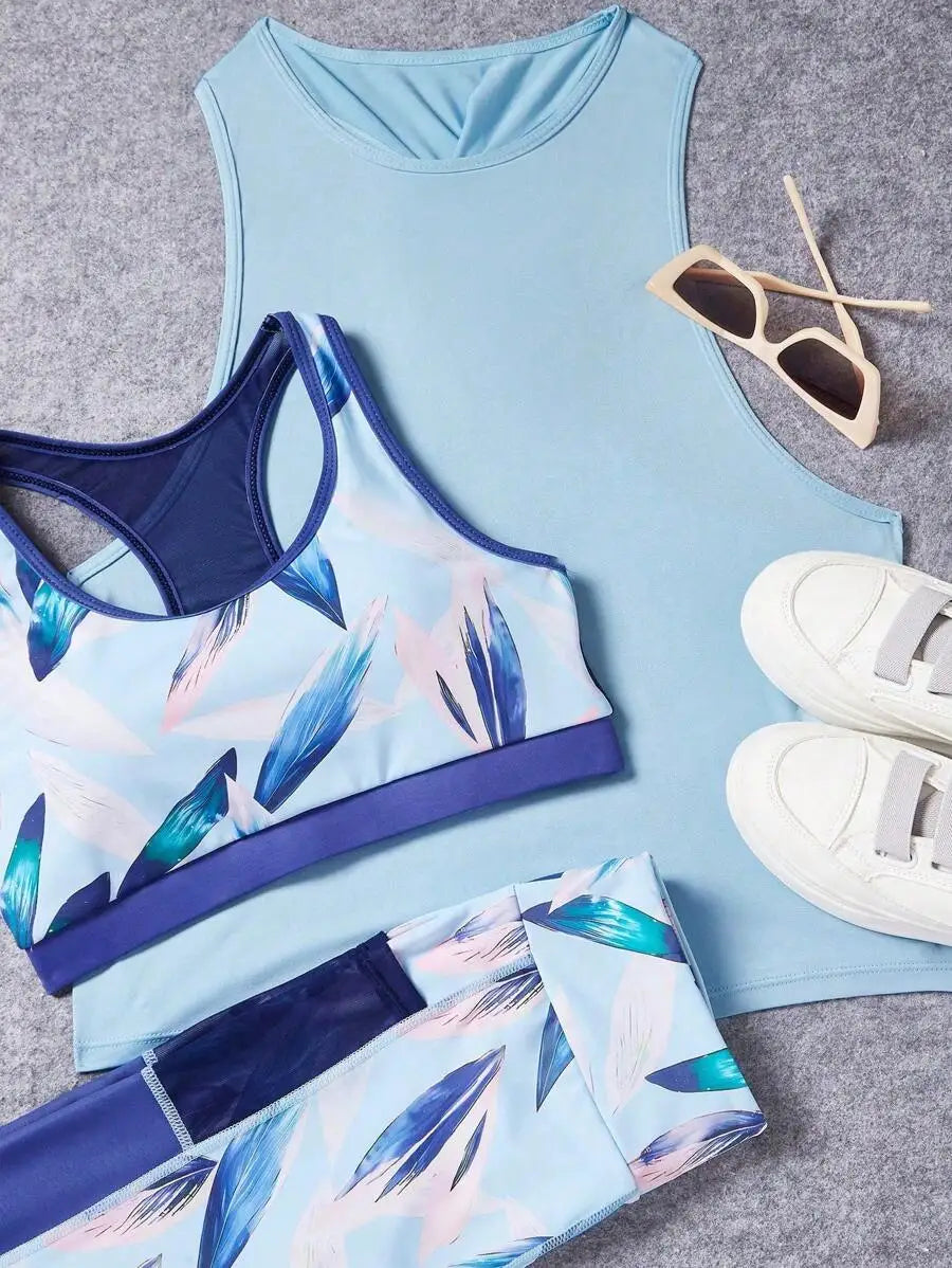 Womens Racerback Tank Top and High Waisted Leggings Athletic Set