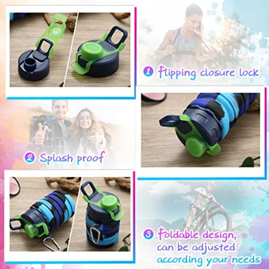 Collapsible Water Bottles 5 Pack Portable Foldable Silicone Leak Proof