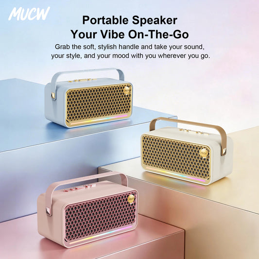 MUCW A01 Fashion Portable Bluetooth Speaker TWS Surround Sound RGB Music Sync Light 4000mAh Long Battery Wireless Speaker For Gathering Picnic Desktop Decoration