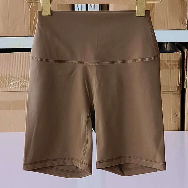 SDFHSFH Women's High Waist Yoga Shorts Nylon Elastane