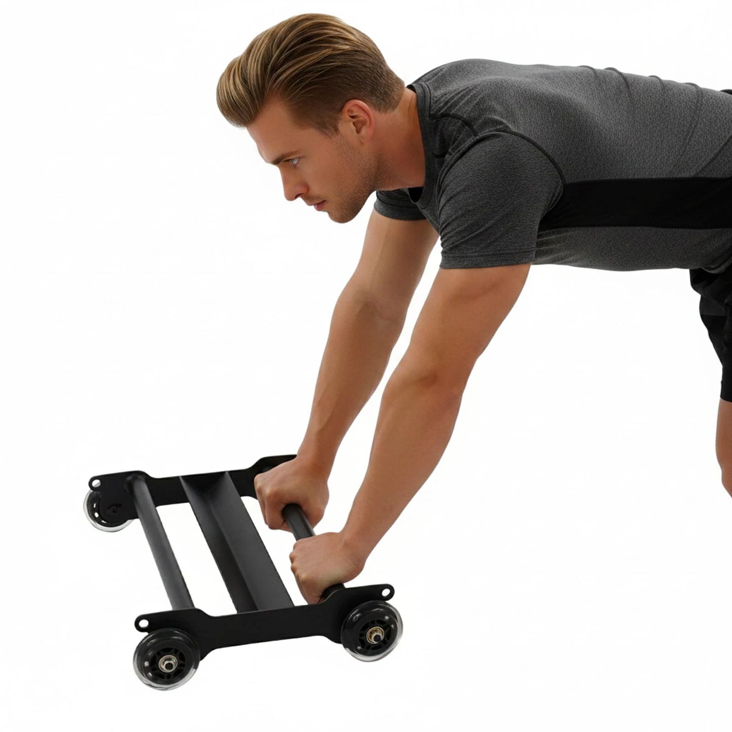 Abdominal Trainer with Wheels 440lbs Load Capacity Home Gym Fitness Equipment with 4 Smooth Gliding Wheels for Core Legs Glutes Strength Training Black
