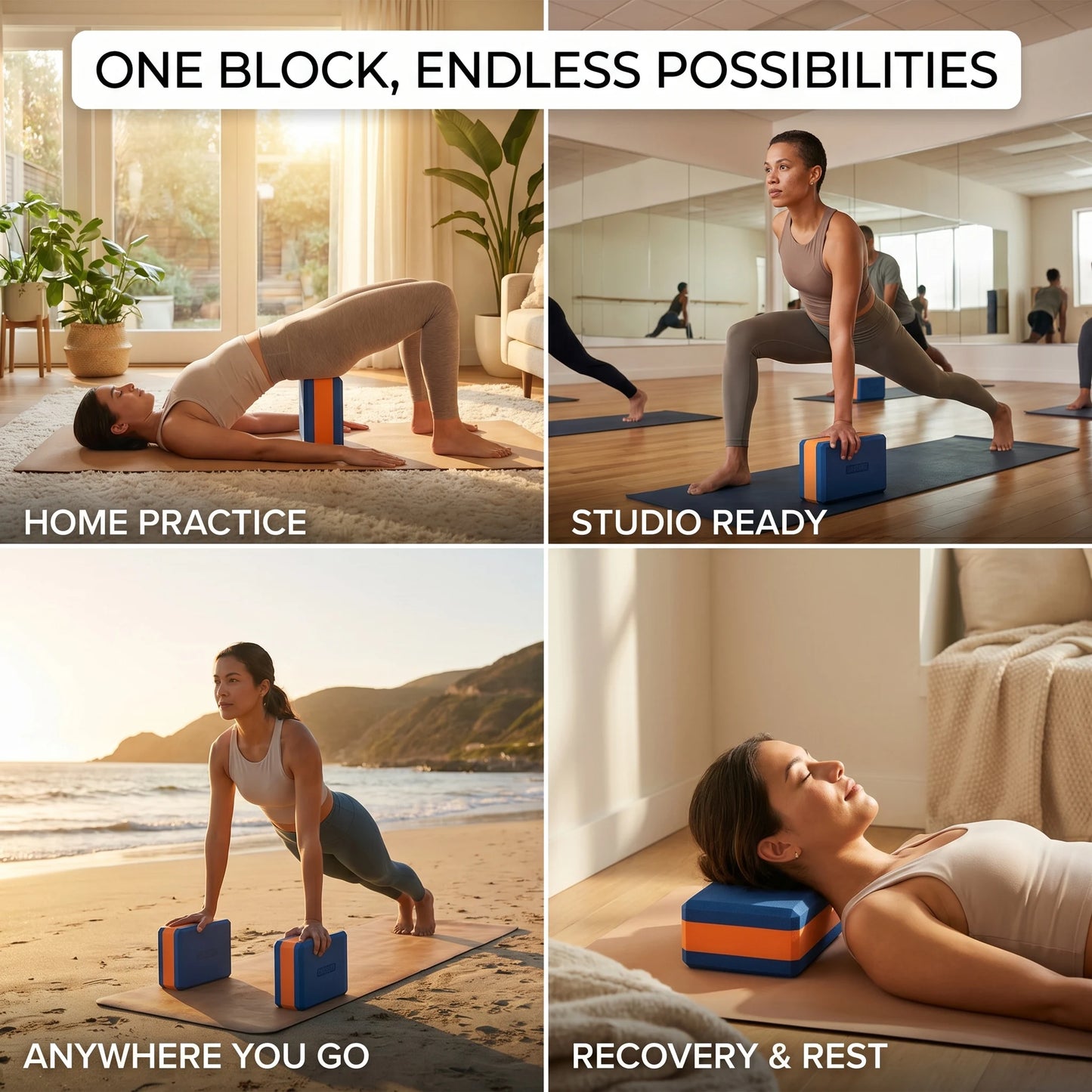 HAPBEAR Yoga Blocks 2 Pack - 9x6x3in High-Density EVA Foam with Non-Slip Textured Surface, Supportive for Deep Stretching & Lightweight - Ideal for Yoga, Pilates, Stretching Exercises