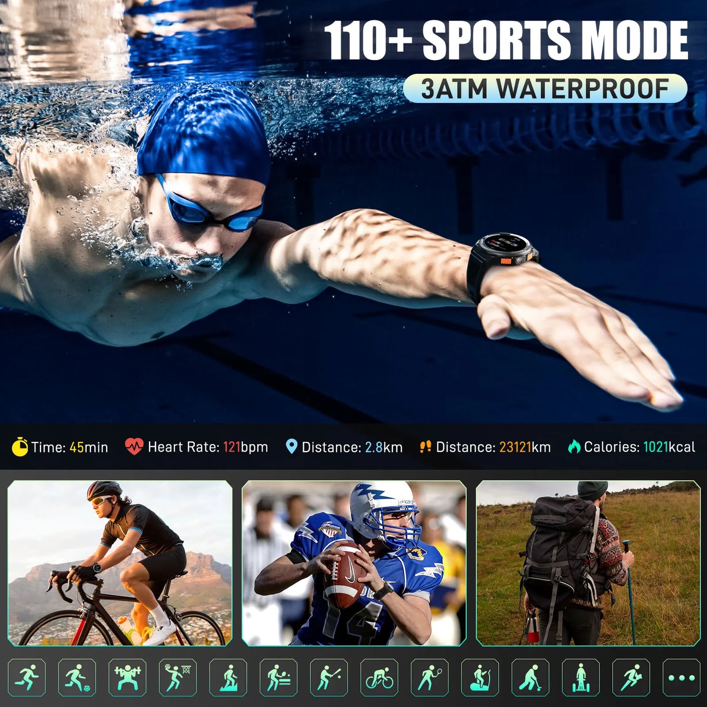 EIGIIS KE5 Smart Watch With Compass And Altitude Barometer Waterproof