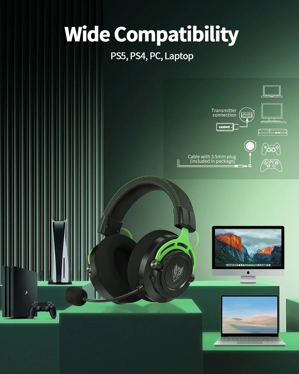 NUBWO G03 Wireless Gaming Headset With Dongle