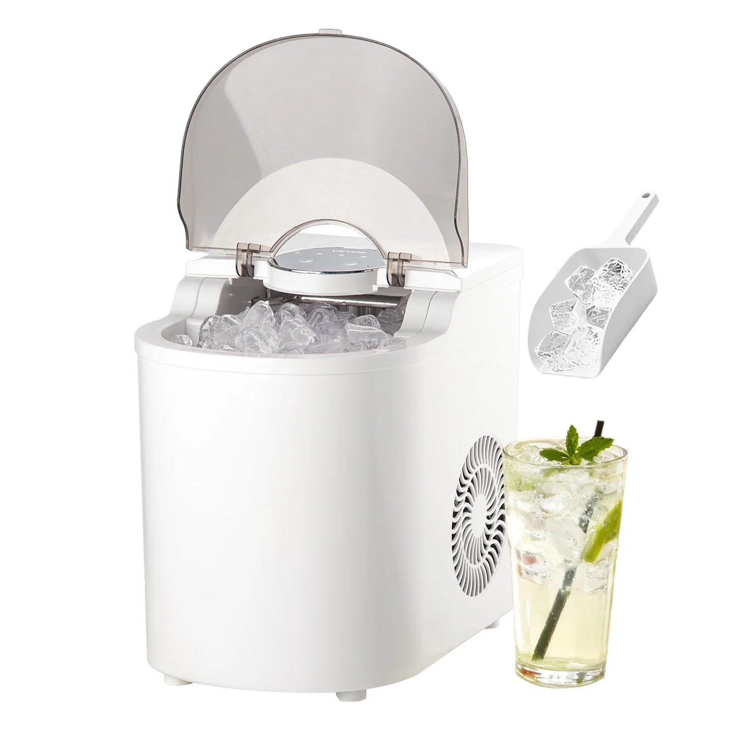 SucceBuy Countertop Ice Maker 7 Cubes Ready in 6 Mins 26 lbs per Day with Ice Scoop 2 Sizes Bullet Ices for Home Kitchen Office