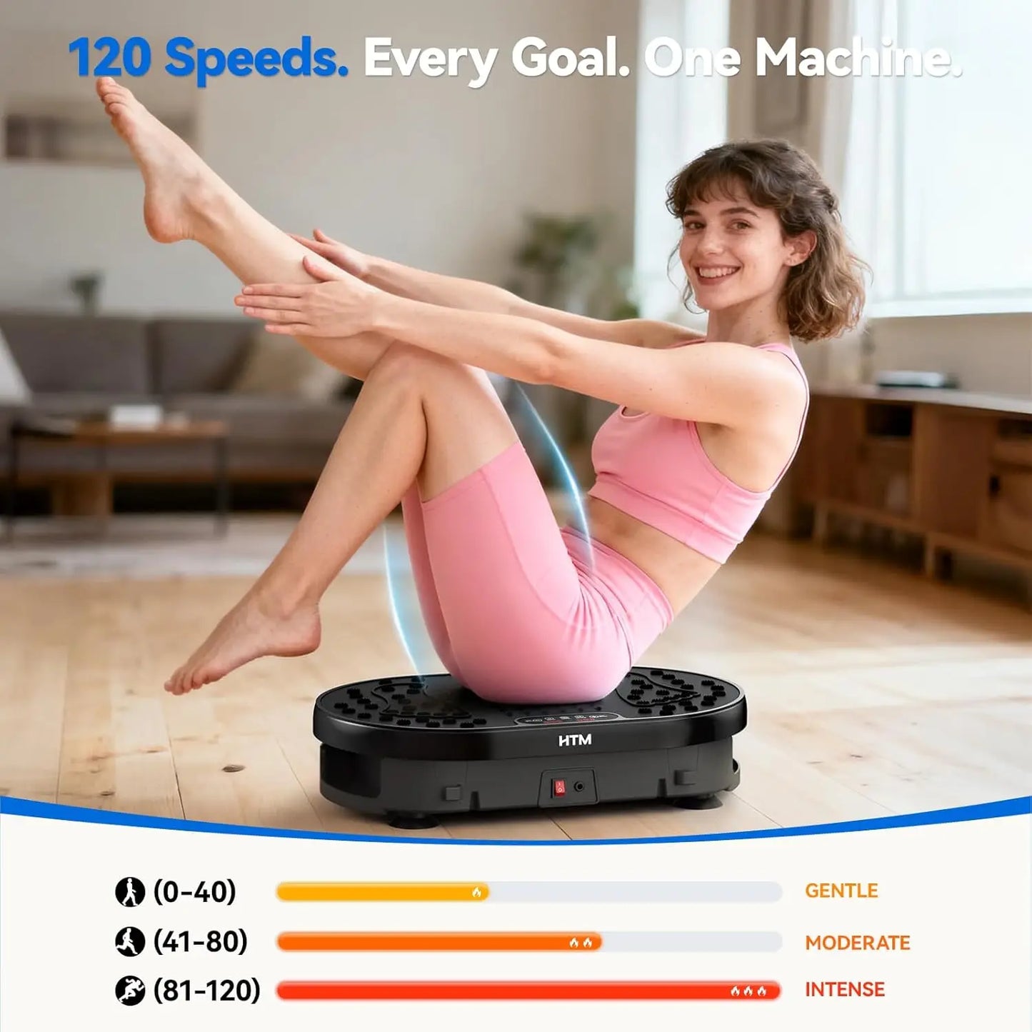 Vibration Plate 18 inch Exercise Machine Whole Body Workout Power Vibrate Fitness Platform  Weight Loss Shaping 120 Speed Levels