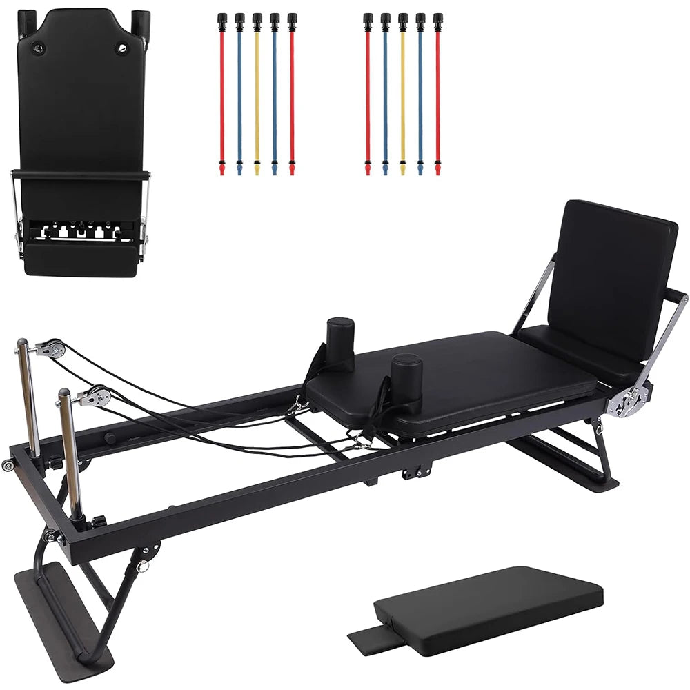 HiMISS Foldable Reformer Pilates Machine With Adjustable Heights And Jump Boards