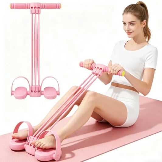 Six-Tube Pedal Resistance Band With Handle For Yoga Home Workouts
