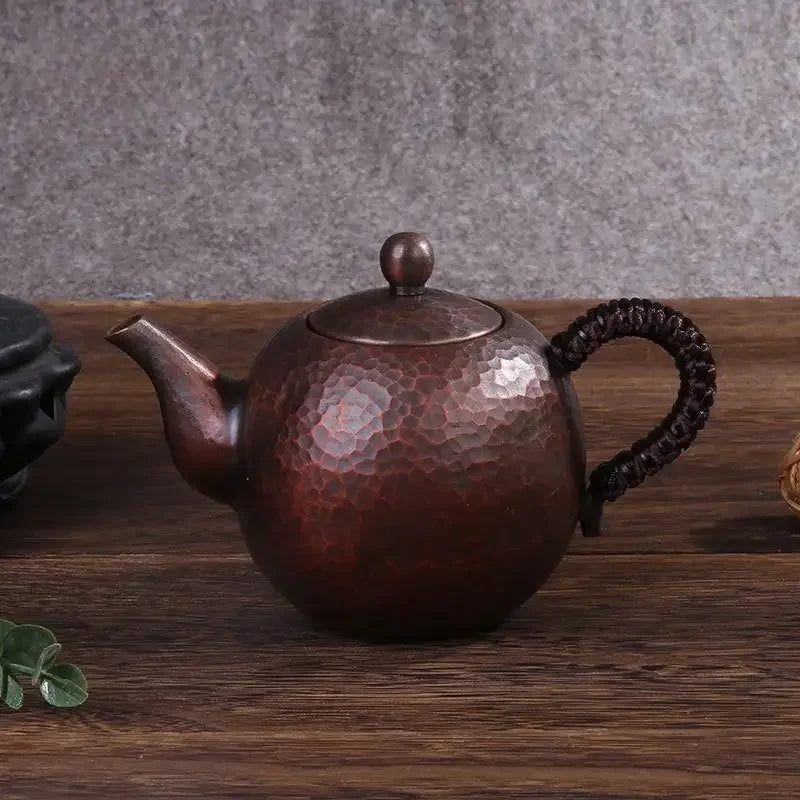 Handmade Antique Copper Kung Fu Teapot for Traditional Tea Brewing