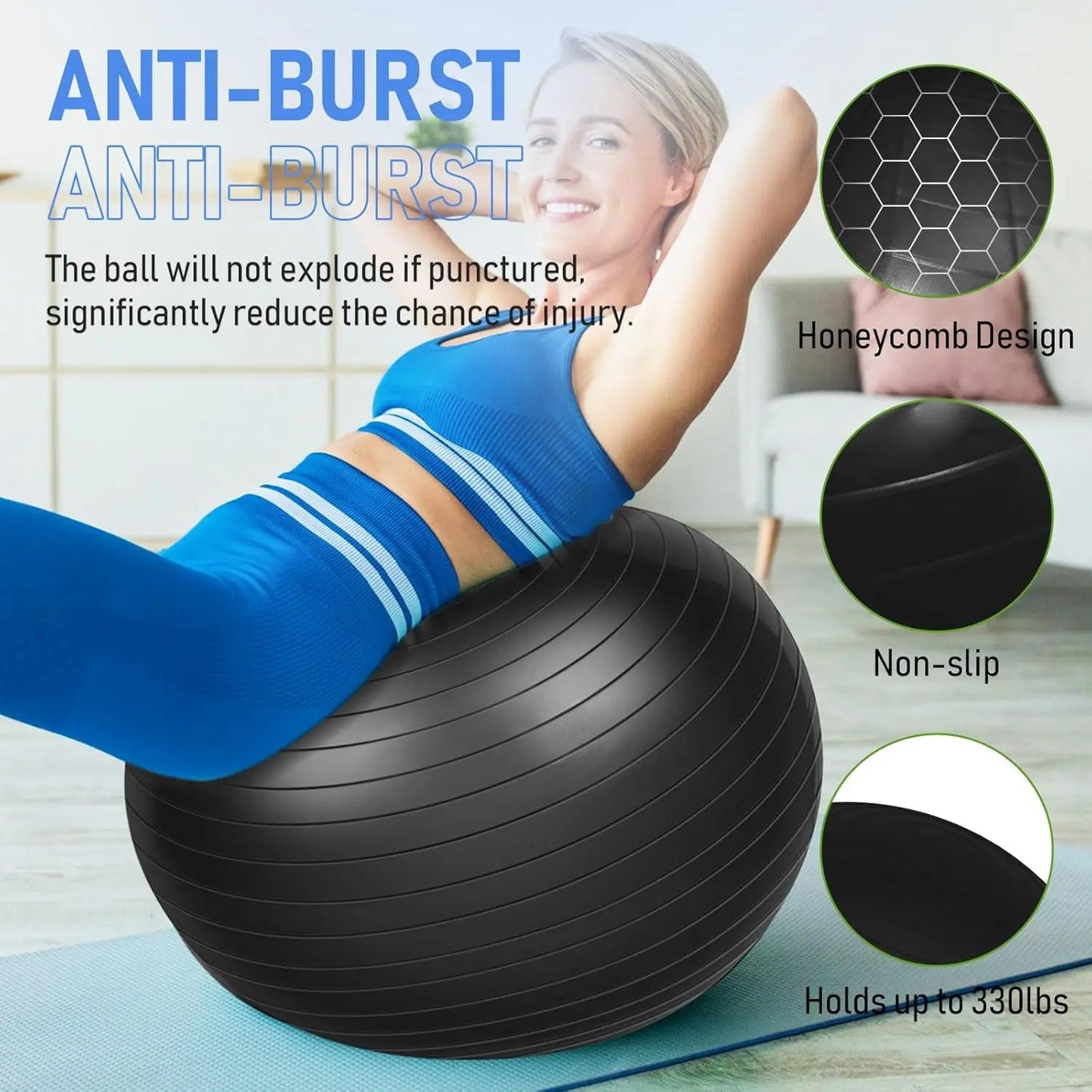 8 Pcs Yoga Exercise Ball Bulk 26 Inch with Inflatable Equipment Pilates Ball with Quick Pump Anti