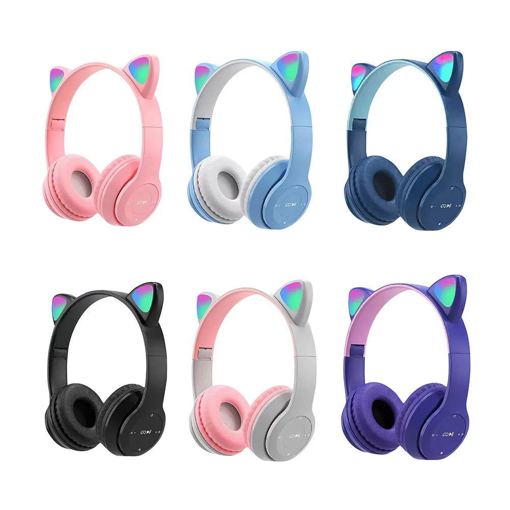ANENG Wireless Cat Ear Headphones Bluetooth Over-Ear Headset Glow Light