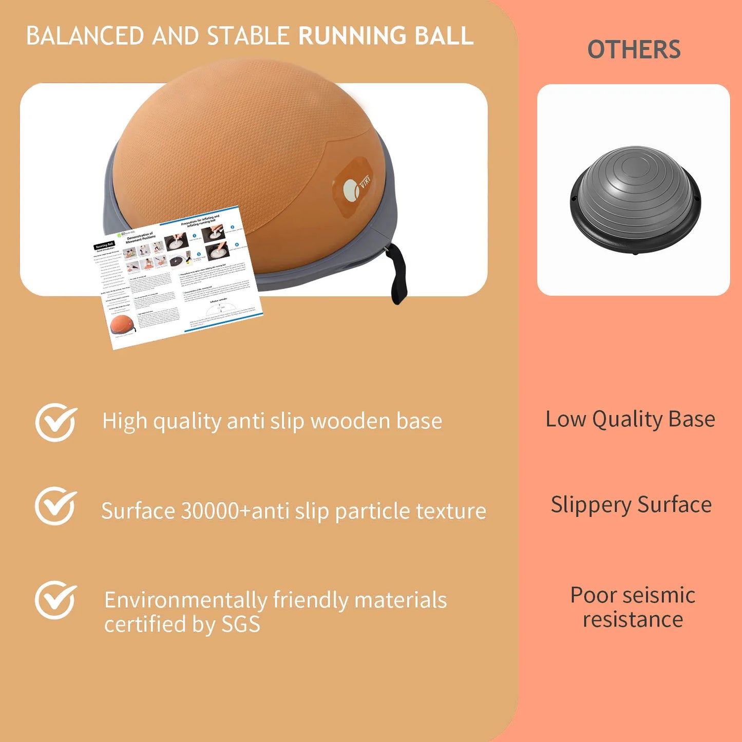 Home Workout Balance Ball and Half Ball Trainer for Core Training