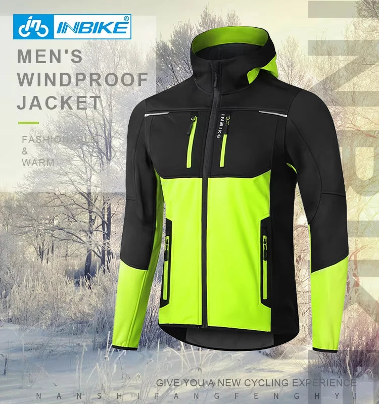 INBIKE Men's Windproof Waterproof Thermal Cycling Jacket With Reflective Stripes