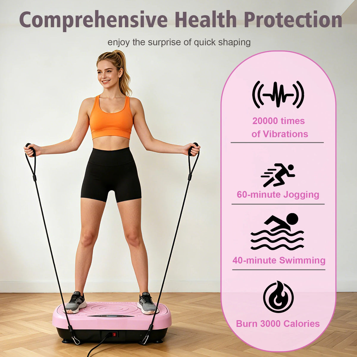 Portable Vibration Plate With Resistance Bands for Full Body Workout