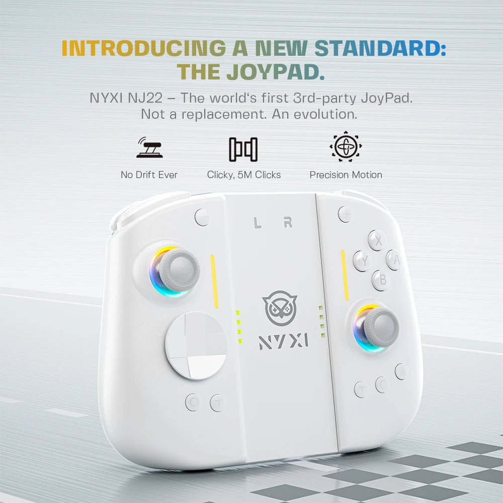 NYXI Hyperion 3 Joypad for Switch 2, Magnetic Modular, Hall Effect No Drift, Mechanical Switches, 9-Axis Gyro - White