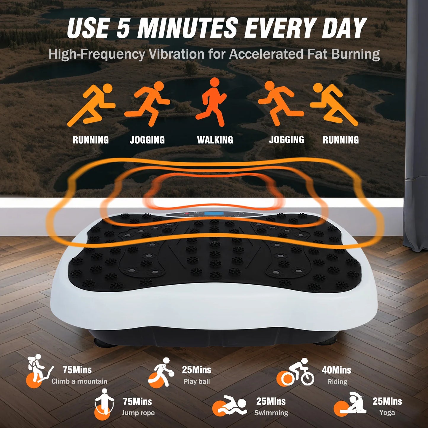 Full-Body Vibration Platform Exercise Machine Training Equipment Vibrate Fitness Workout Resistance Bands Remote Control BT