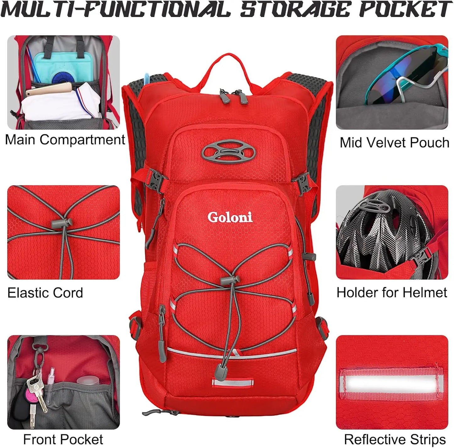 Hydration Backpack Leak Proof Bladder Lightweight For Hiking
