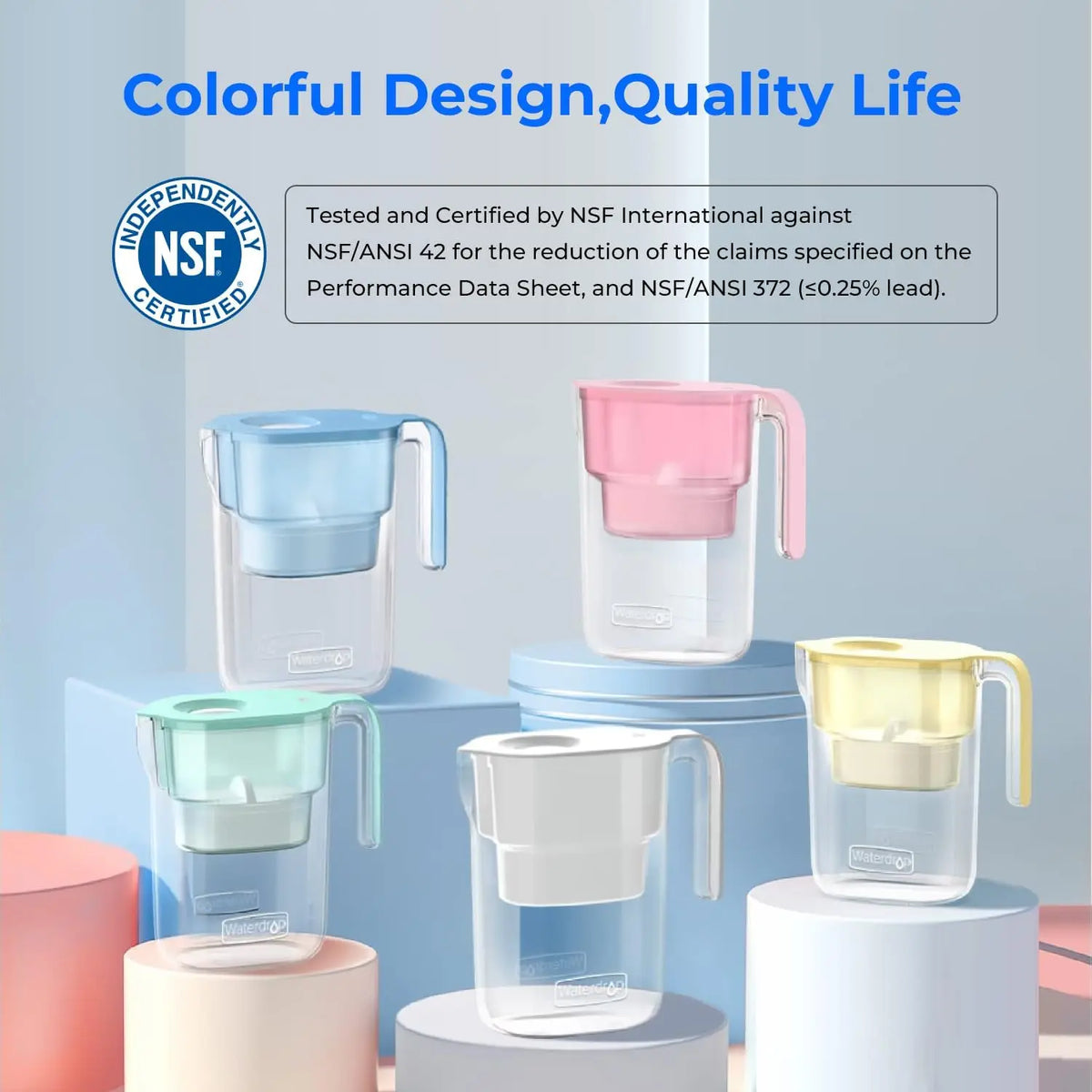 Waterdrop NSF Certified Water Filter Pitcher For Household Use