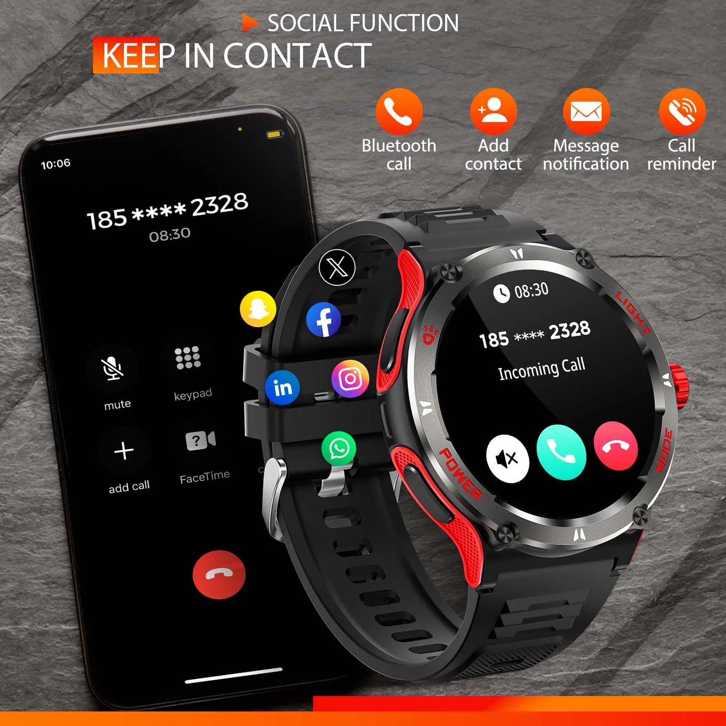 EIGIIS KT76 Smart Watch 3ATM Waterproof With Compass