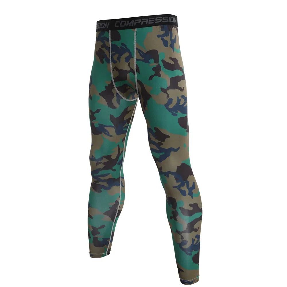 Camouflage Running Leggings For Men Quick Dry Compression Tights