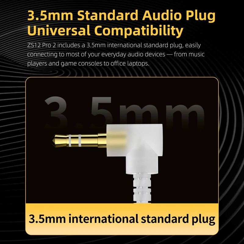 In Ear Monitor KZ ZS12 Pro 2 Hybrid 1DD+5BA Wired IEM Earphones with High Purity Silver Plated Detachable Cable, 3.5mm 2Pin HiFi Gaming Earbuds for Musicians Audiophiles