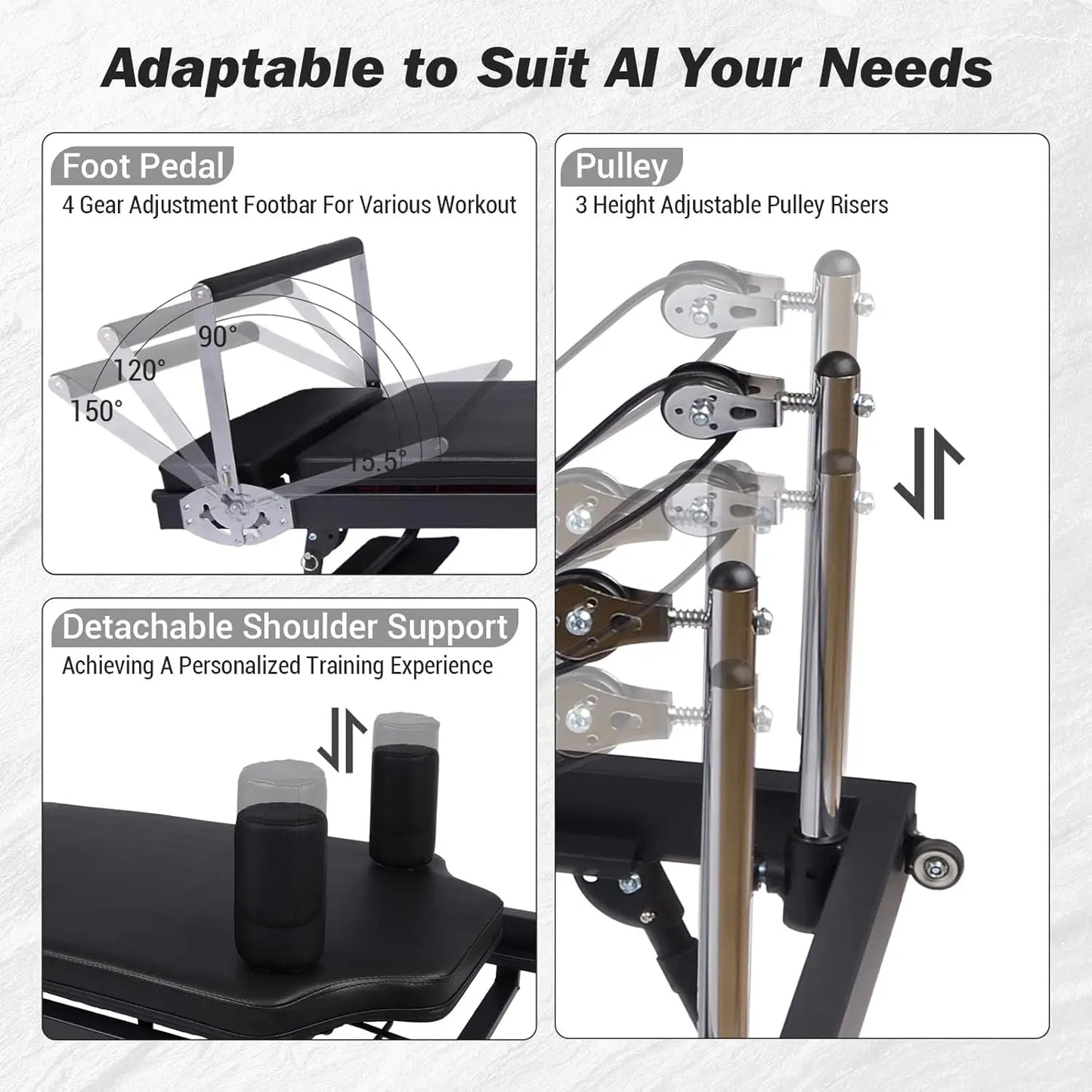 HiMISS Foldable Reformer Pilates Machine With Adjustable Heights And Jump Boards