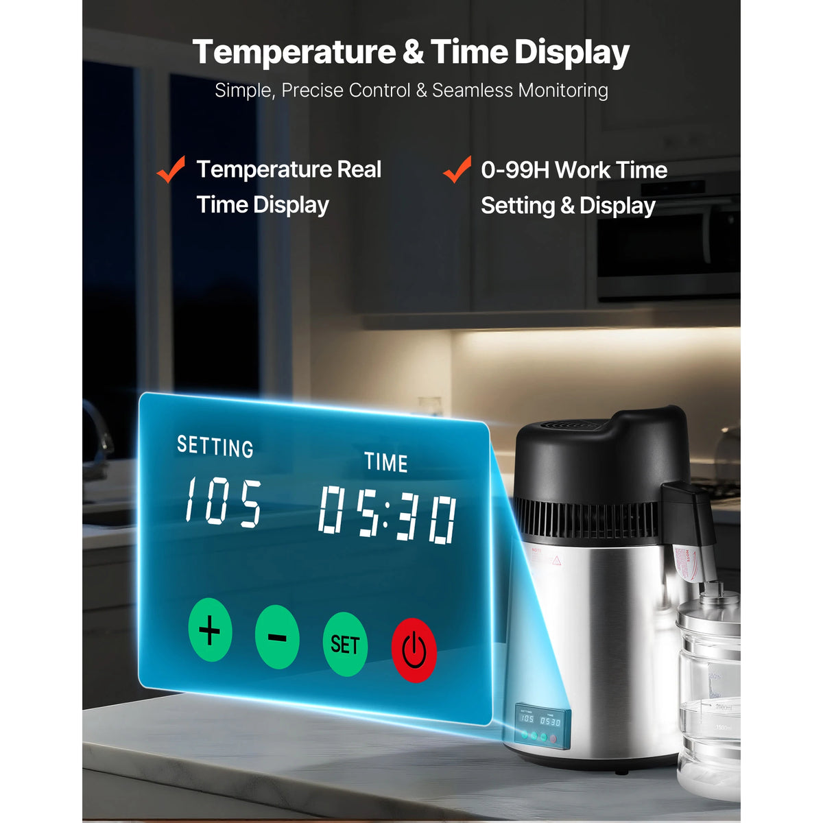 VEVOR Countertop Water Distiller Stainless Steel Pure Water Maker