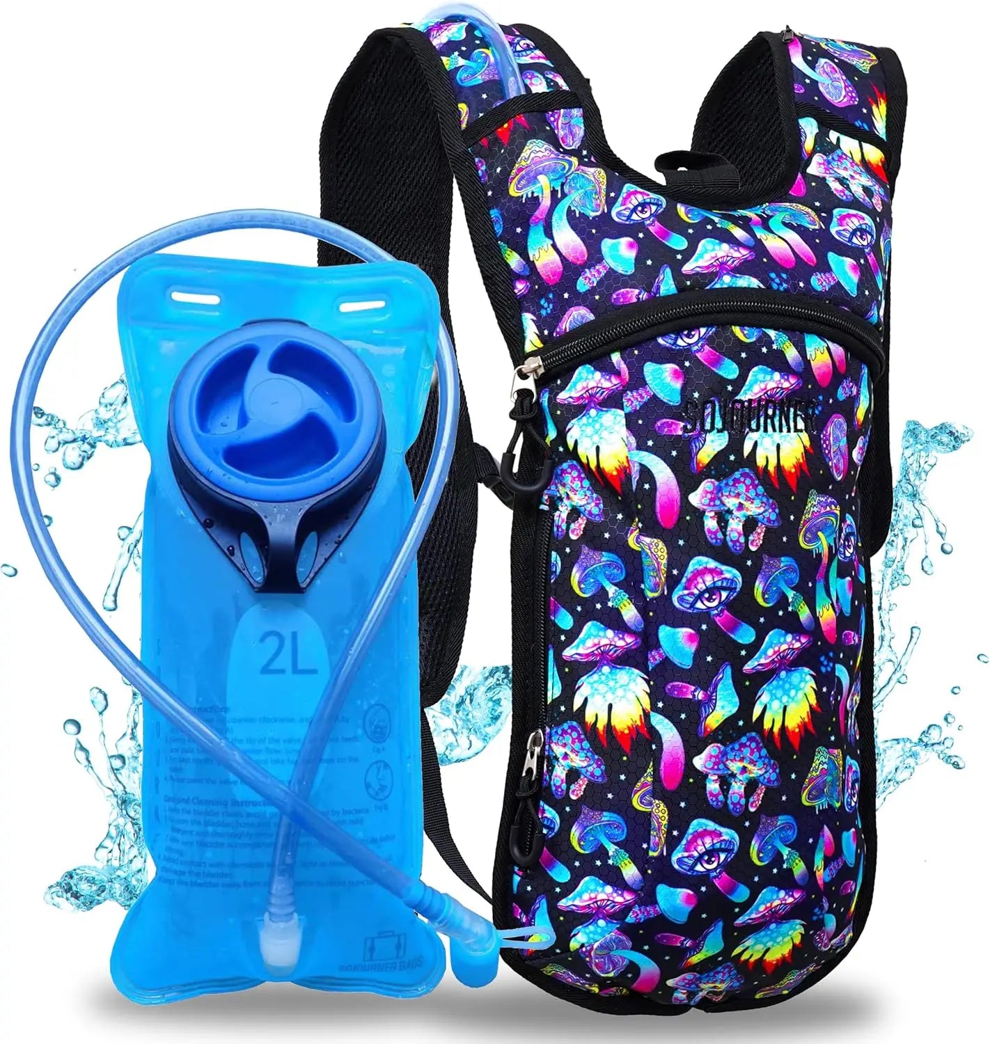 Hydration Backpack With 2L Bladder Leak Proof For Hiking Running Festivals