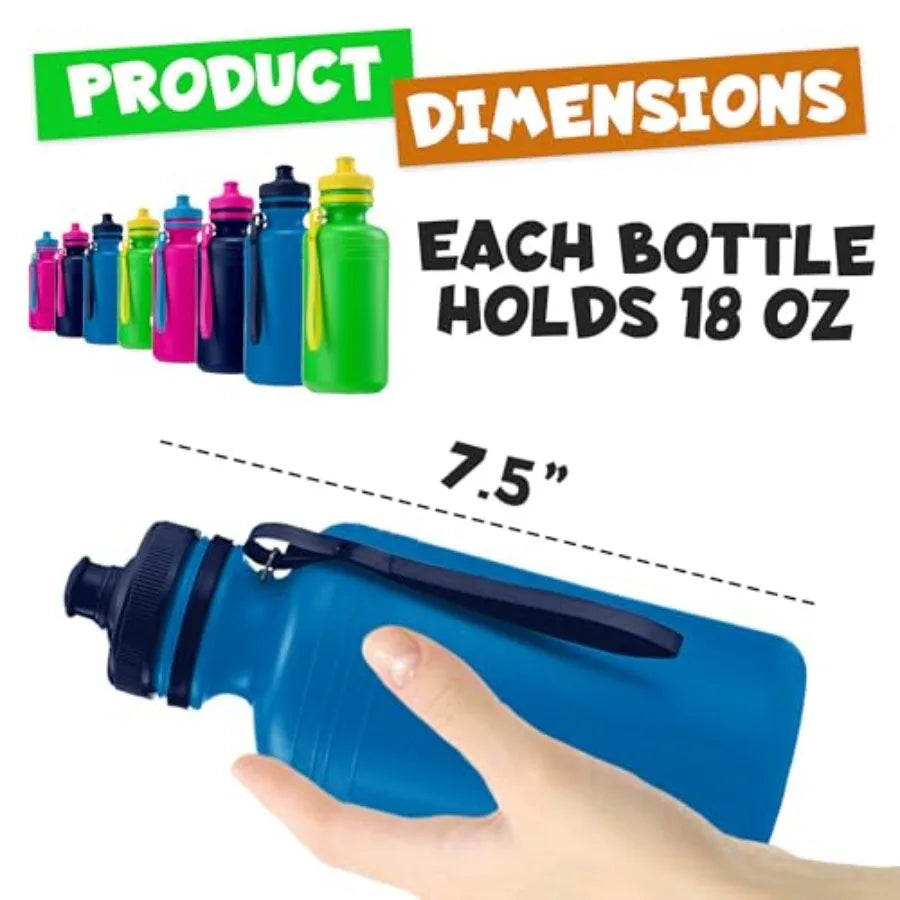 Pack Twelve BPA Free Water Bottles With Pop Up Tops