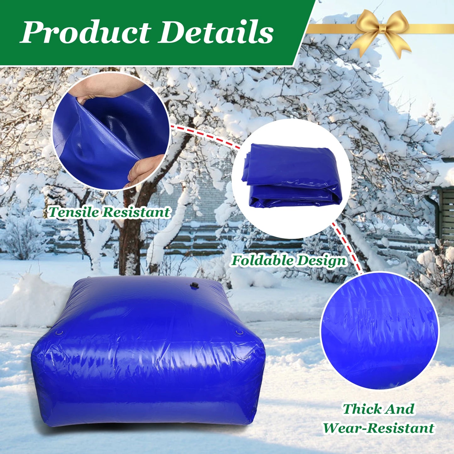 [4000L] PVC Water Storage Bladder, Foldable Soft Water Bag with Valve, Large Capacity, Portable PVC Storage Container for Fire Prevention, Drought Resistance, Water Storage Bag Soft Water Tank