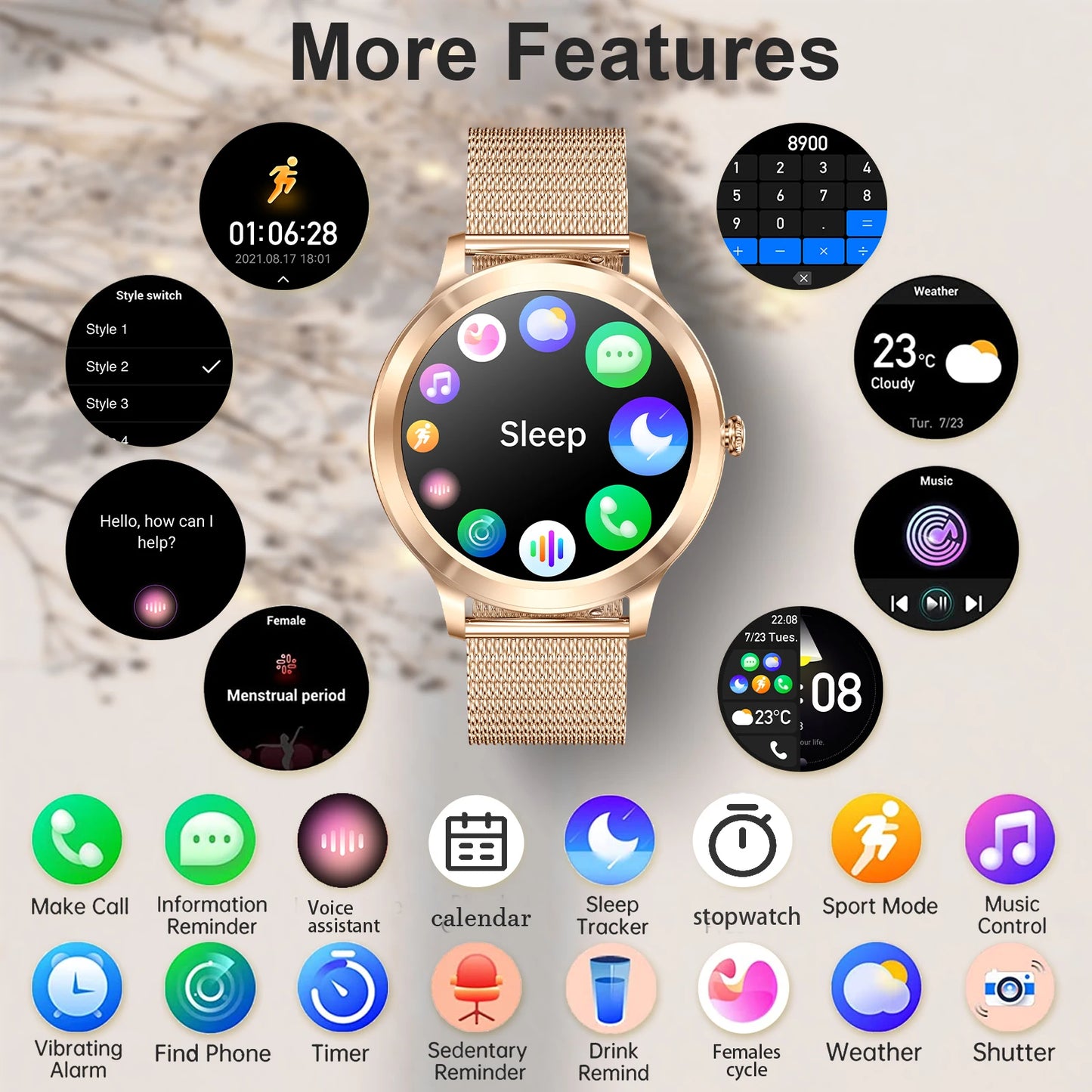 INNOFOVO Touchscreen Smartwatch With Long Battery And Wireless Alerts