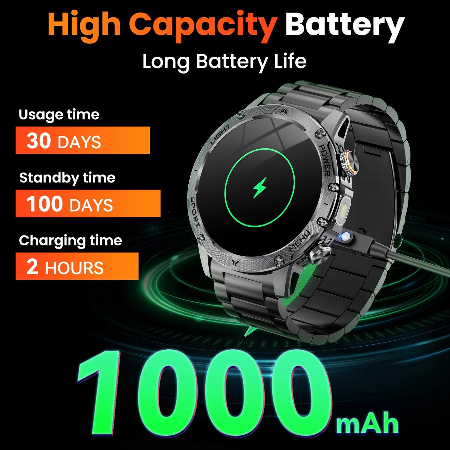 Men's Military Smart Watch With Bluetooth Calling