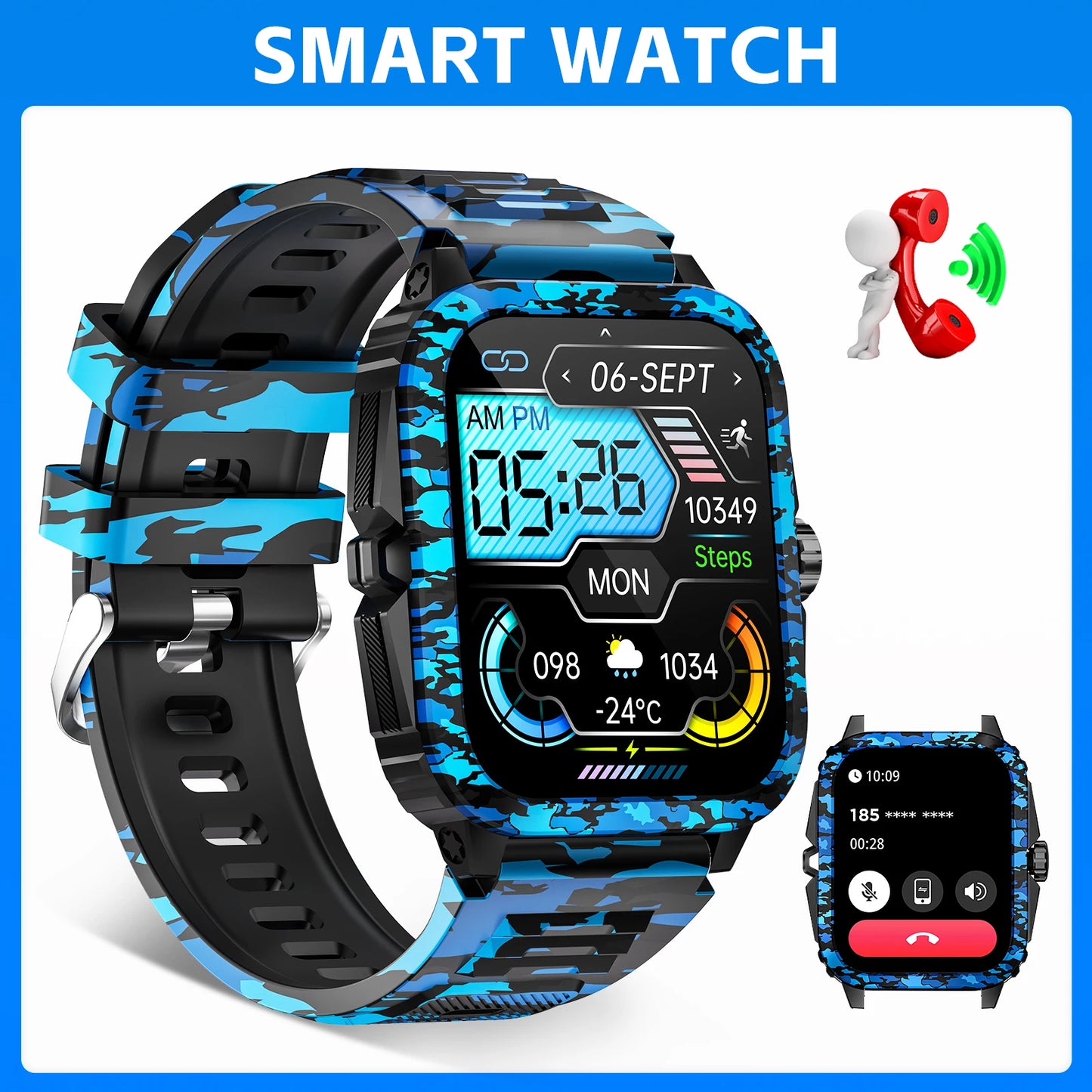 LaNikar Smart Watch KT71 3ATM Waterproof Fitness Tracker