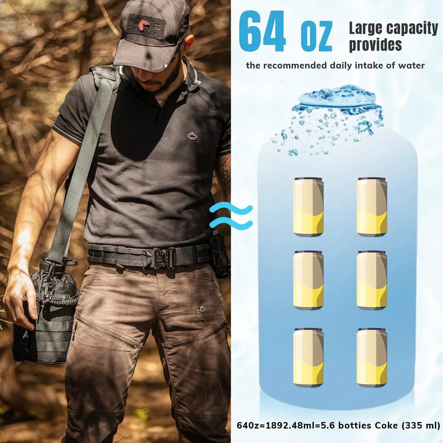 Stainless Steel Insulated Tactical Water Bottle With Sleeve