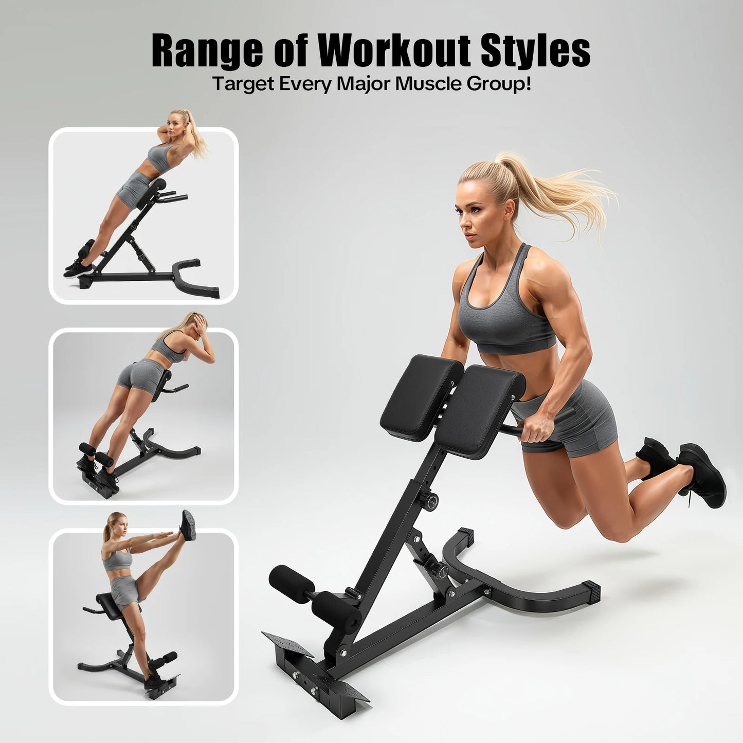 Multi-Functional Bench for Full All-in-One Body Workout – Hyper Back Extension Roman Chair Adjustable Ab Sit up Bench