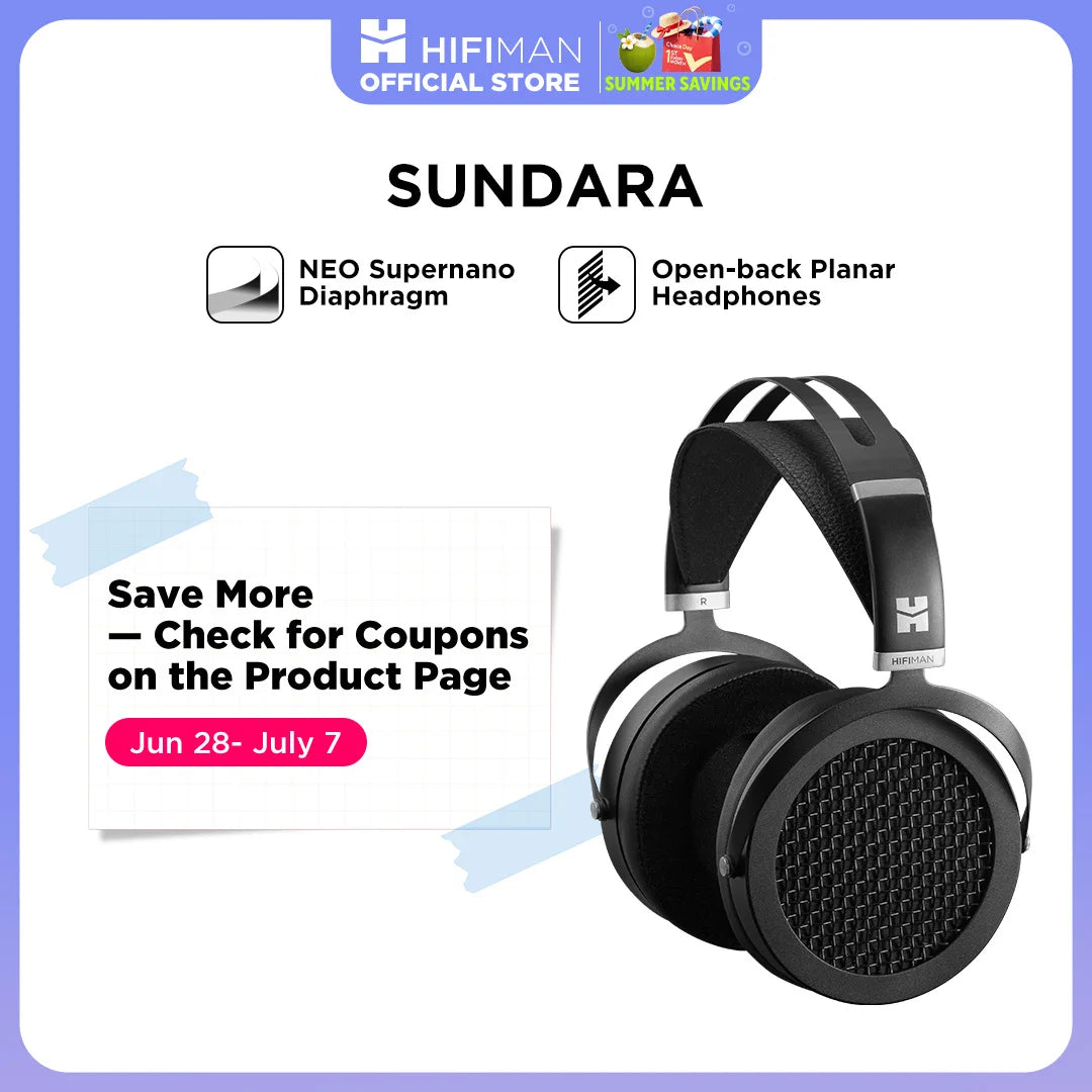 HIFIMAN SUNDARA Over-Ear Full-Size Planar Magnetic Headphones (Black) with High Fidelity Design Metal Casing