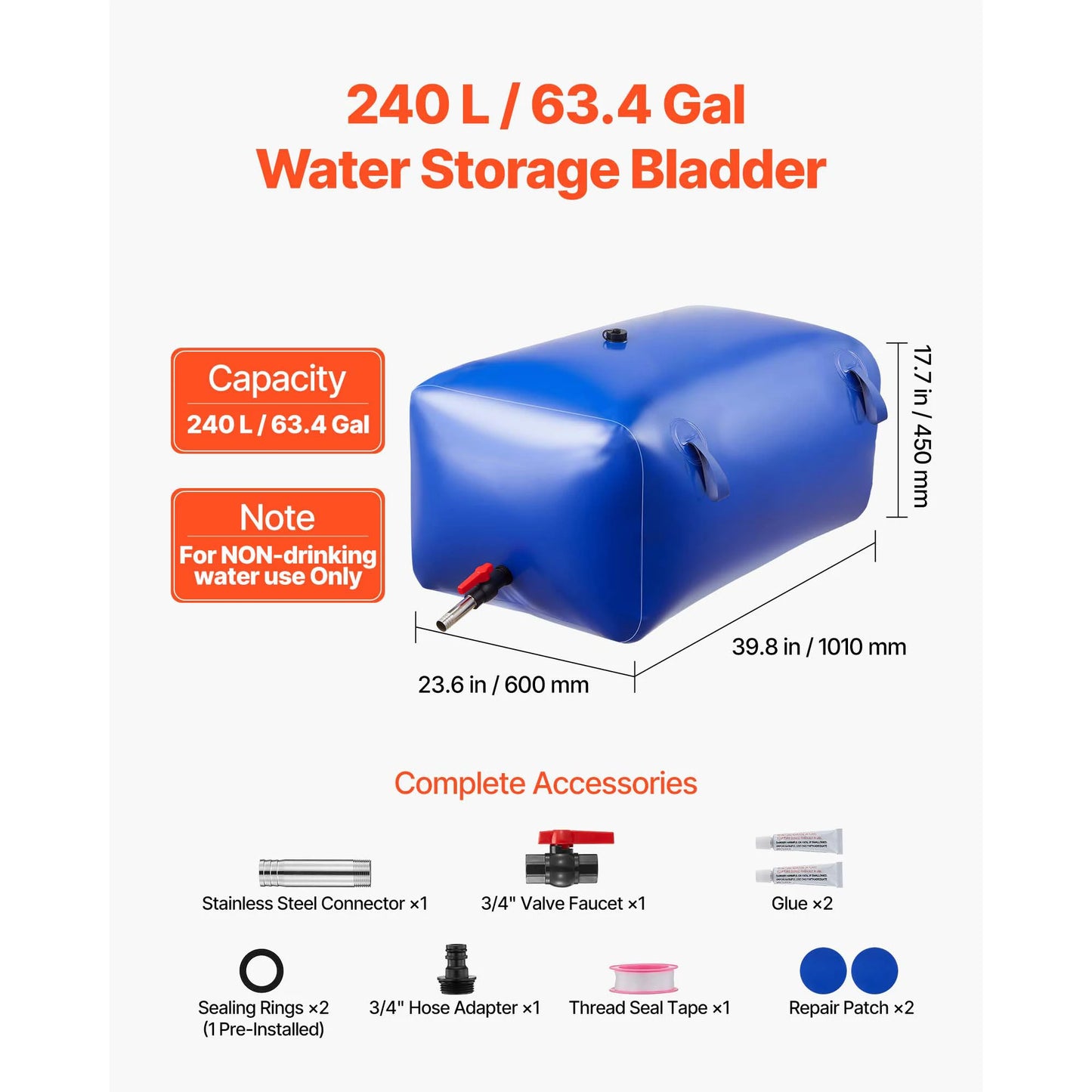 SucceBuy Water Storage Bladder TPU Collapsible Bag For Outdoors