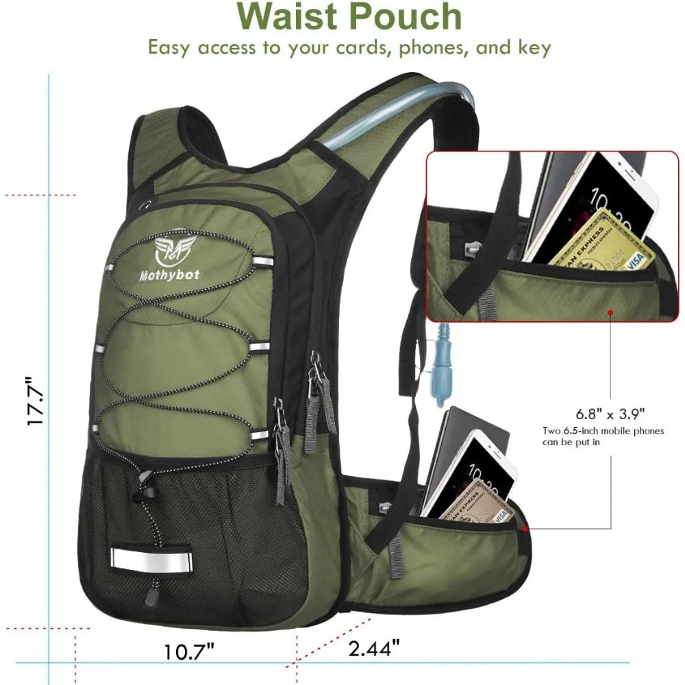 2L BPA Free Bladder Insulated Hydration Backpack, Ideal for Running, Cycling, Camping - Keeps Liquid Cool up to 5 Hours