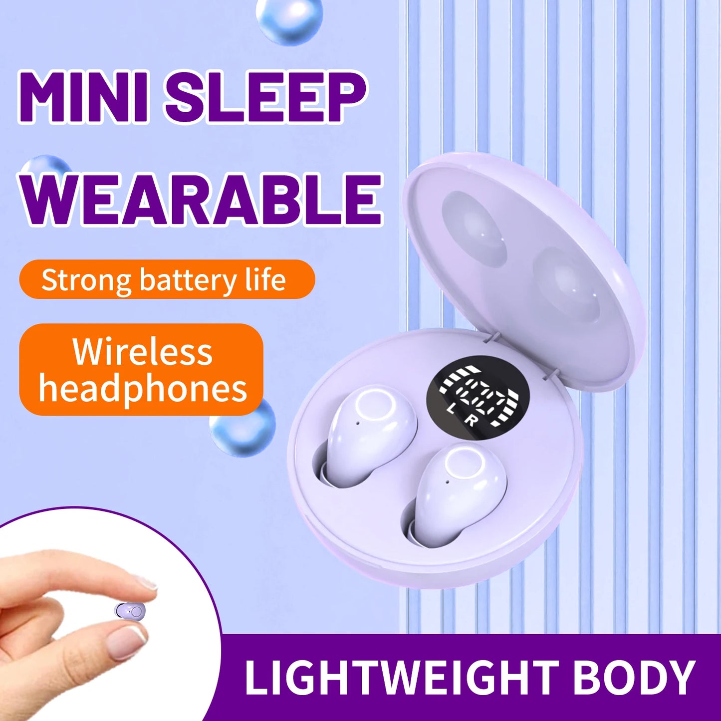 Ultra Small Invisible Sleeping Earbuds Wireless Bluetooth Earphones, Bass HIFI Music, Suitable For Casual Sports, Work, Classroom, Comfortable Wearing Noise Cancelling Headphones, Birthday Gift For Male And Female Couples And