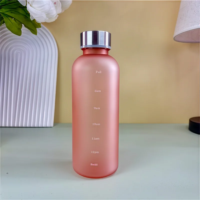 Time Marker Water Bottle Eco Friendly BPA Free Frosted Plastic