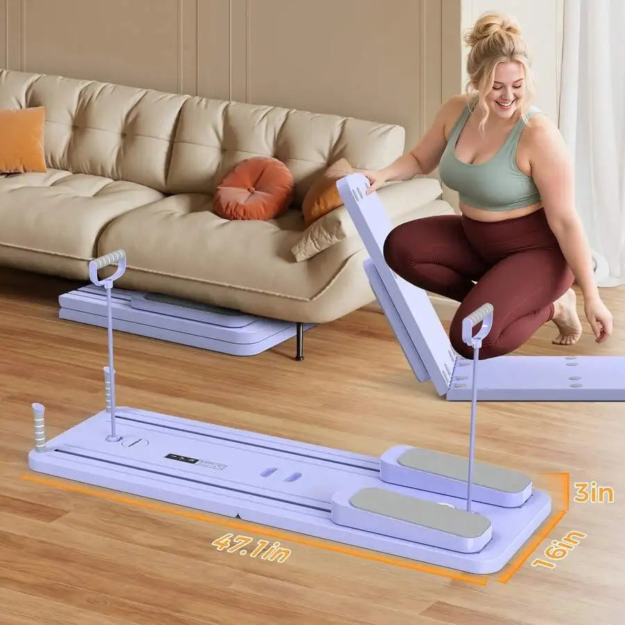 300 LBS Weight Capacity Multifunctional Fitness Board With Automatic Rebound, Core Training Ab Roller, Foldable Workout Machines - Full Body Workout Equipment, Home And Gym Pilates With Resistance Bands.Small Space Storage.