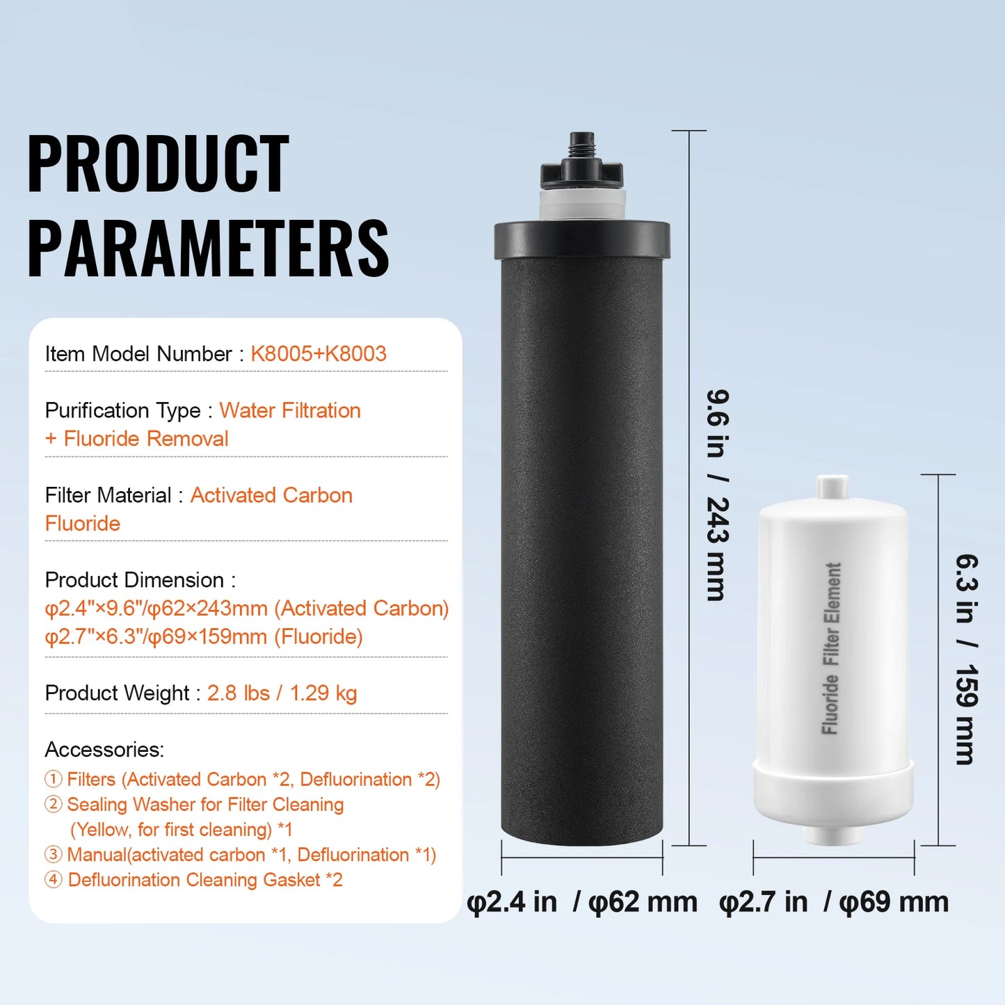 SucceBuy Water Filters Replacement Purification Elements Replacement Filters Gravity Water Filter System Compatible w Most Brand