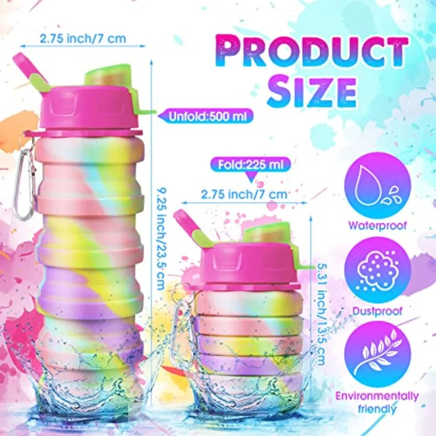 Collapsible Water Bottles 5 Pack Portable Foldable Silicone Leak Proof