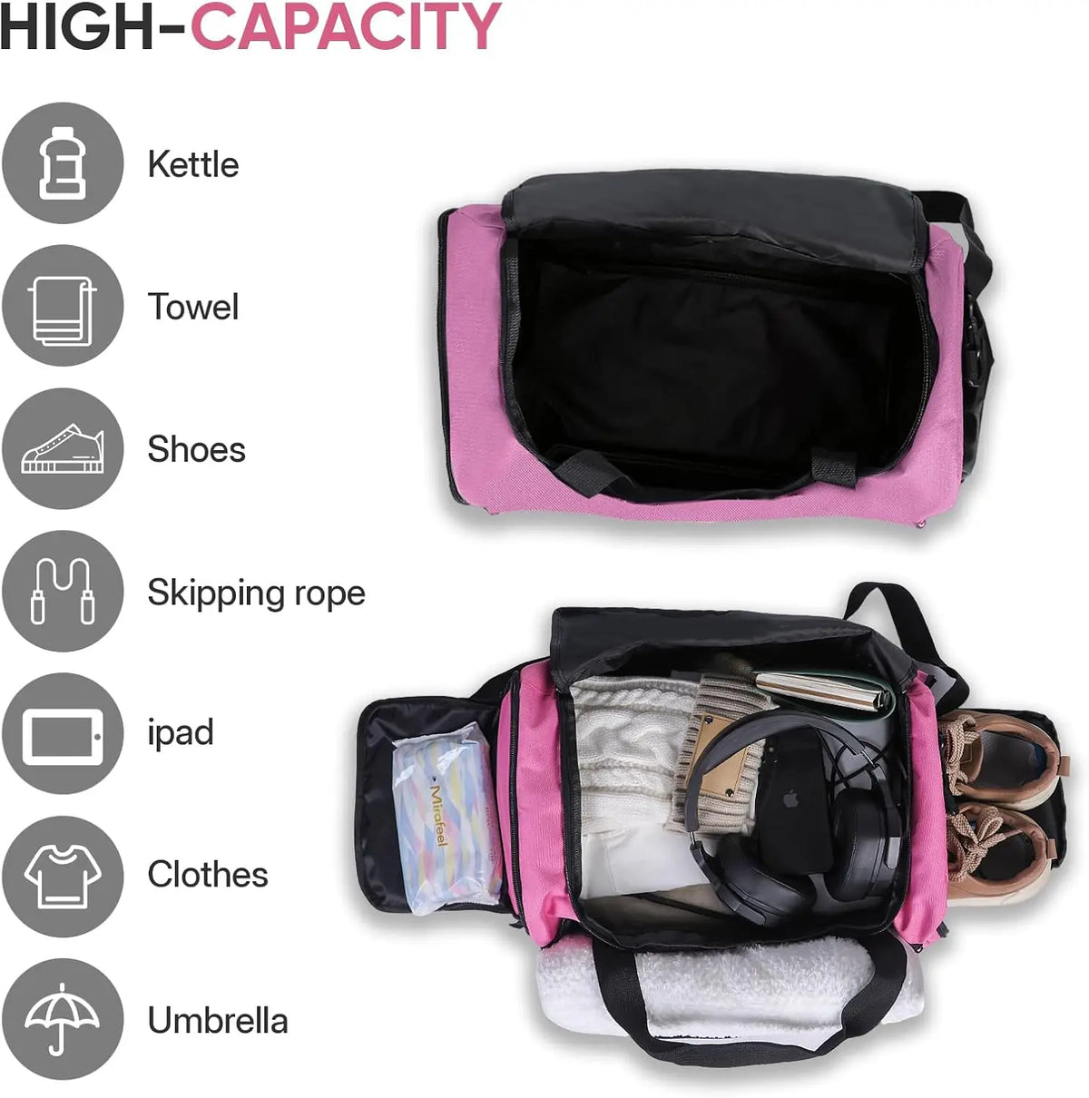Unisex Sports Travel Bag With Wet Dry Separation For Yoga