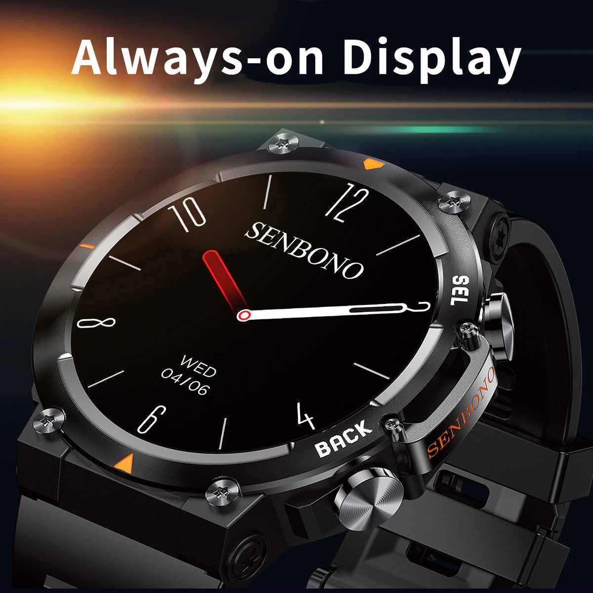 Senbono MAX18 Smartwatch For Men AMOLED AI GPT Bluetooth Call
